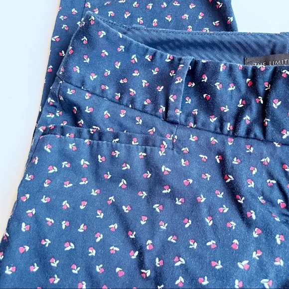THE LIMITED Drew Fit Navy Ankle Pant Size 0 Floral Print Slim Fit - Picture 4 of 8
